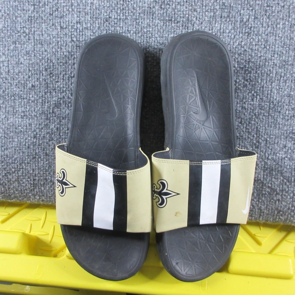 New Orleans Saints Slides Mens 10 Black NFL Football Nike Team Sandals